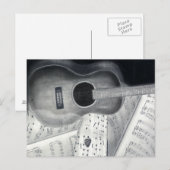 ギターと楽譜はがき ポストカード (正面/裏面)