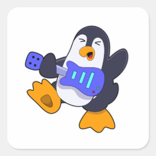 ギターと音楽のペンギン スクエアシール