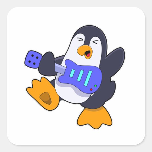 ギターと音楽のペンギン スクエアシール (正面)