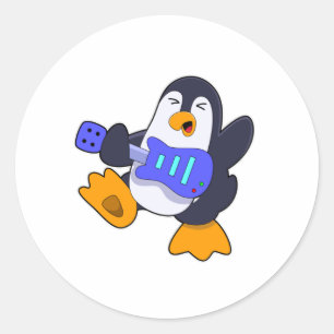 ギターと音楽のペンギン ラウンドシール