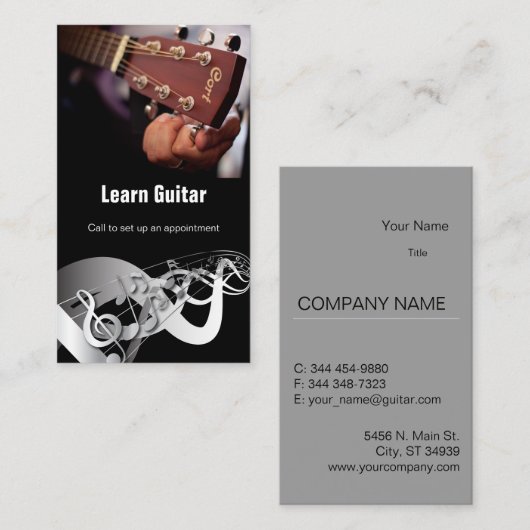 ギターの🎸のインストラクター 名刺 (正面/裏面)