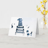 ギターのイメージの挨拶状 カード (黄色い花)