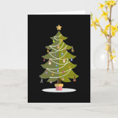 ギターのオーナメントが飾られたクリスマスツリー カード (黄色い花)