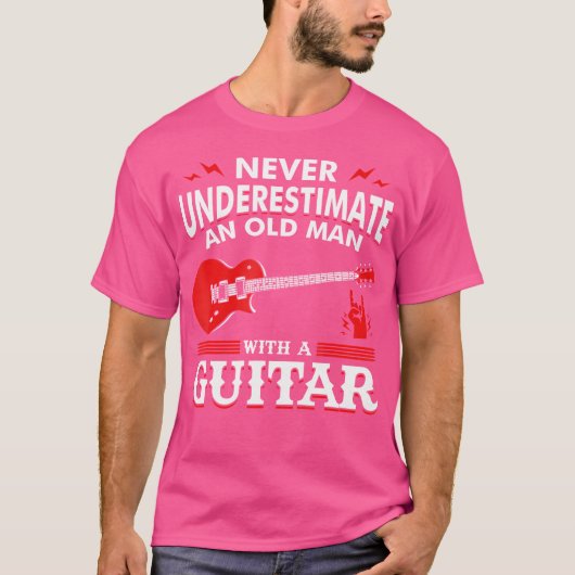 ギターのギタを持つ老人を決して過小評価しない Tシャツ (正面)
