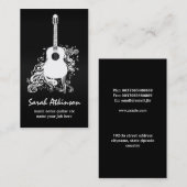 ギターのクールで黒く素晴らしい名刺 名刺 (正面/裏面)