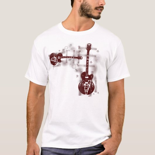 ギターのグラフィック2の赤 Tシャツ (正面)