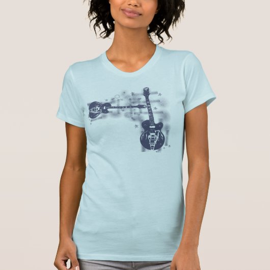 ギターのグラフィック2の青 Tシャツ (正面)