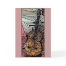 ギターのステンドグラスグリーティングカード