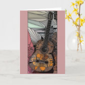 ギターのステンドグラスグリーティングカード カード (黄色い花)