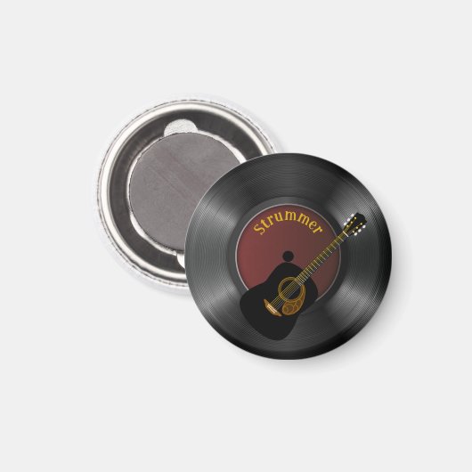 ギターのストラマー編集可能文字 マグネット (正面/裏面)