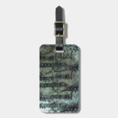 ギターのティール（緑がかった色）の緑の黒のコラージュ ラゲッジタグ (正面縦)