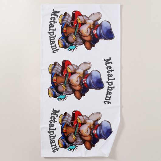 ギターのビーチタオル-数々のなイメージとのMetalphant ビーチタオル (正面)