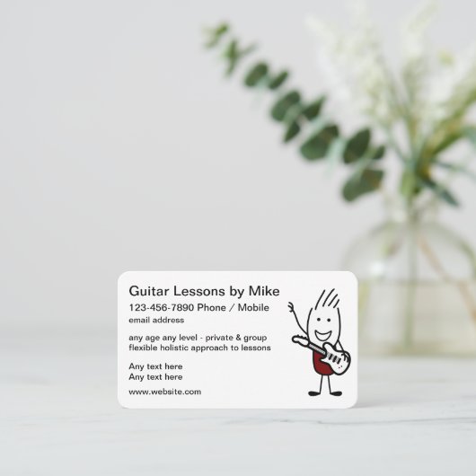 ギターのレッスンカッコいいの両面ビジネスカード 名刺 (スタンド正面)