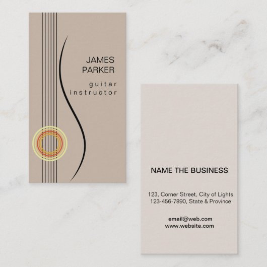 ギターのロゴの音楽教師のミニマリストの歌手 名刺