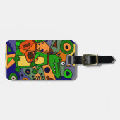 ギターの元の近代美術を遊んでいるおもしろいなわに ラゲッジタグ (正面横)