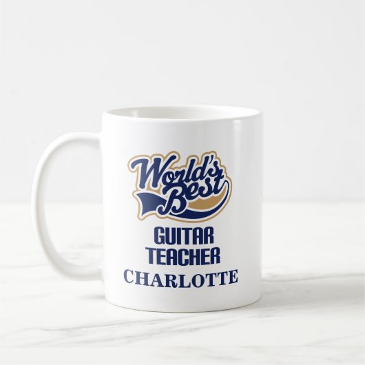 ギターの先生のパーソナライズなマグのギフト コーヒーマグカップ (左)