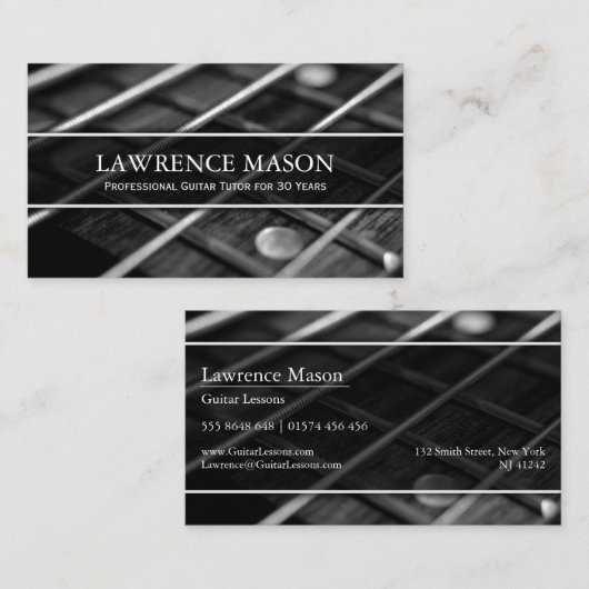 ギターの先生の写真ストリングス – 名刺 (正面/裏面)