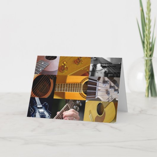 ギターの写真のコラージュ カード (正面)