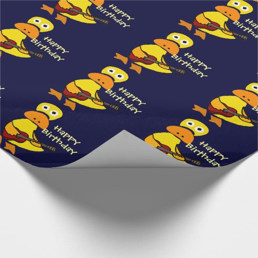 ギターの包装紙を遊んでいるおもしろいなアヒル ラッピングペーパー (角)