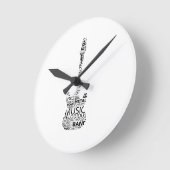 ギターの単語の盛り土の黒音楽イメージ ラウンド壁時計 (傾斜)