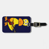 ギターの原住民の芸術を遊んでいるおもしろいなアヒル ラゲッジタグ (正面横)