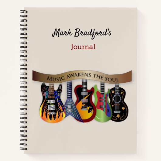 ギターの品揃え音楽が魂を目覚める ノートブック (正面)