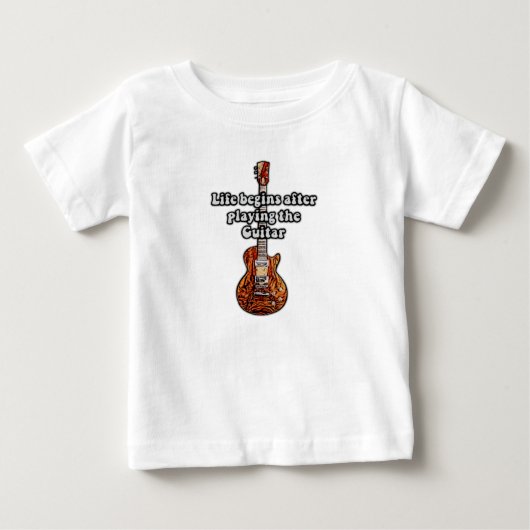 ギターの後遊に人生が始まる。レトロカラー ベビーTシャツ (正面)