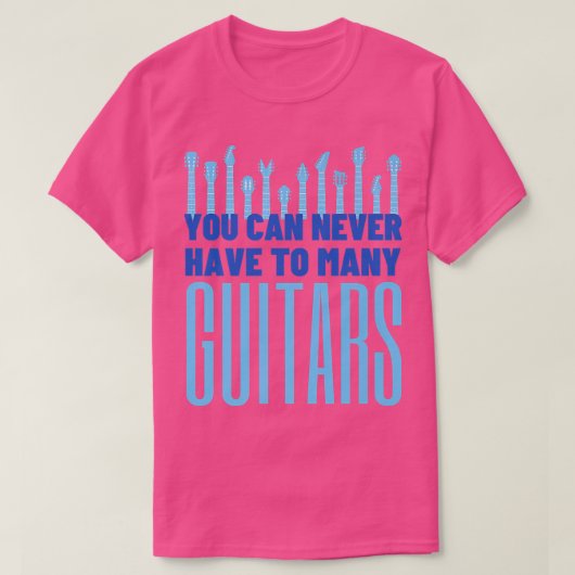 ギターの数が多過ぎることはない – ギタおもしろいー Tシャツ (デザイン正面)