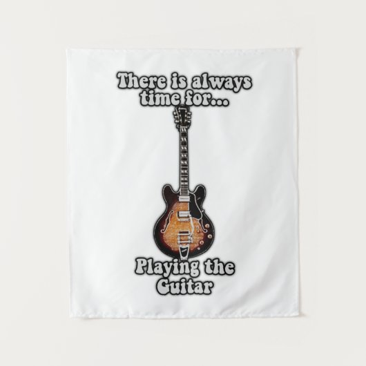 ギターの時間は遊いつもある。レトロ タペストリー (正面)