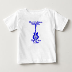 ギターの時間は遊いつも来る。青 ベビーTシャツ