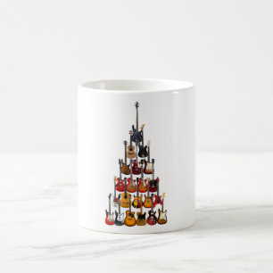ギターの木のクリスマスツリーライト ロックミュージック コーヒーマグカップ