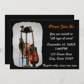 ギターの楽器の演奏会の招待状 招待状 (正面/裏面)