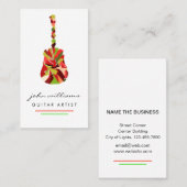 ギターの楽器の音楽の先生DJのイベントのマネージャー 名刺 (正面/裏面)