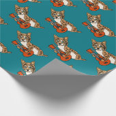 ギターの芸術を遊ぶおもしろいなボブキャット ラッピングペーパー (角)