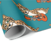 ギターの芸術を遊ぶおもしろいなボブキャット ラッピングペーパー (ロールコーナー)