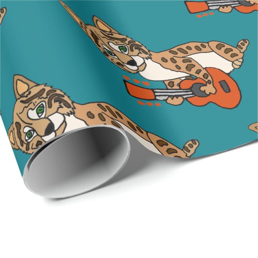 ギターの芸術を遊ぶおもしろいなボブキャット ラッピングペーパー (ロールコーナー)