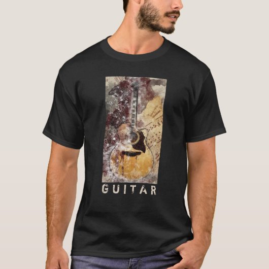 ギターの芸術的なデジタル芸術のTシャツ Tシャツ (正面)