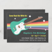 ギターの虹のロックスターのバースデーパーティ招待状 招待状 (正面/裏面)