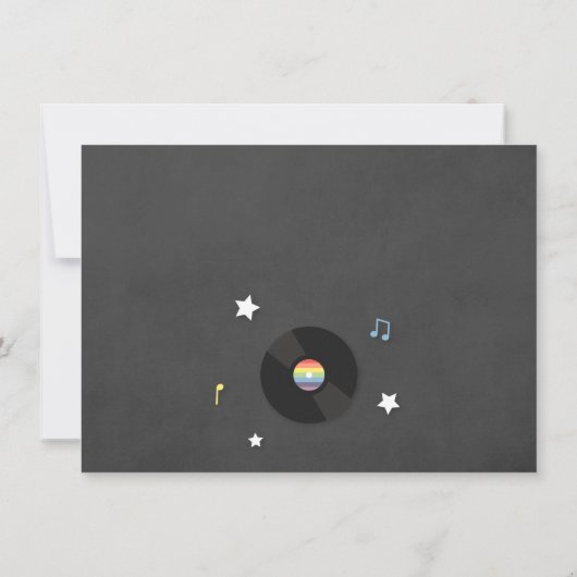 ギターの虹のロックスターのバースデーパーティ招待状 招待状 (裏面)