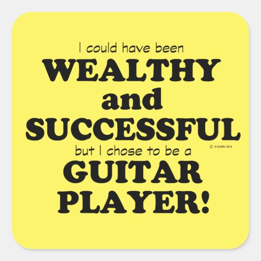 ギターの裕福で成功したスクエアステッカー スクエアシール (正面)