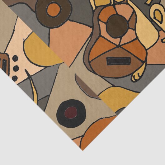 ギターの近代美術を遊んでいるおもしろいのグレイハウンド犬 薄葉紙 (詳細)