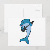 ギターの音楽とイルカ ポストカード (正面/裏面)