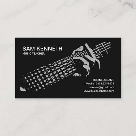 ギターの音楽の先生のモチーフを遊ぶこと 名刺 (正面)
