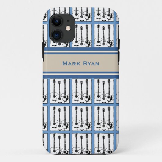 ギターの音楽パターンに名前を追加 Case-Mate iPhoneケース (裏面)