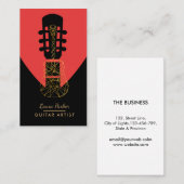 ギターの音楽プレーヤーの芸術家DJの幾何学的な赤 名刺 (正面/裏面)