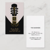 ギターの音楽プレーヤーの芸術家DJの幾何学的な黒 名刺 (正面/裏面)