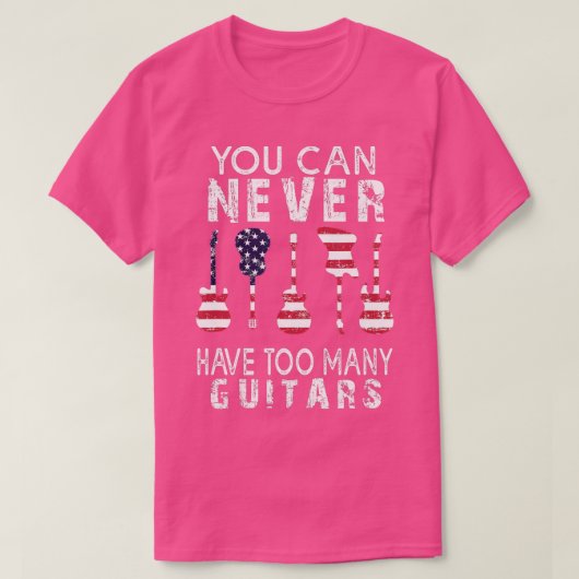 ギターの音楽Giは決して多すぎないおもしろい Tシャツ (デザイン正面)