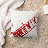 ギターの首のスタンプの白くおよび赤い楽器 クッション (ブランケット)