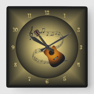 ギターの~Musical地球の~Musical楽器の~Scaleの~ スクエア壁時計