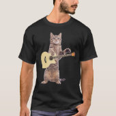 ギターのTシャツを遊んでいる猫 Tシャツ (正面)